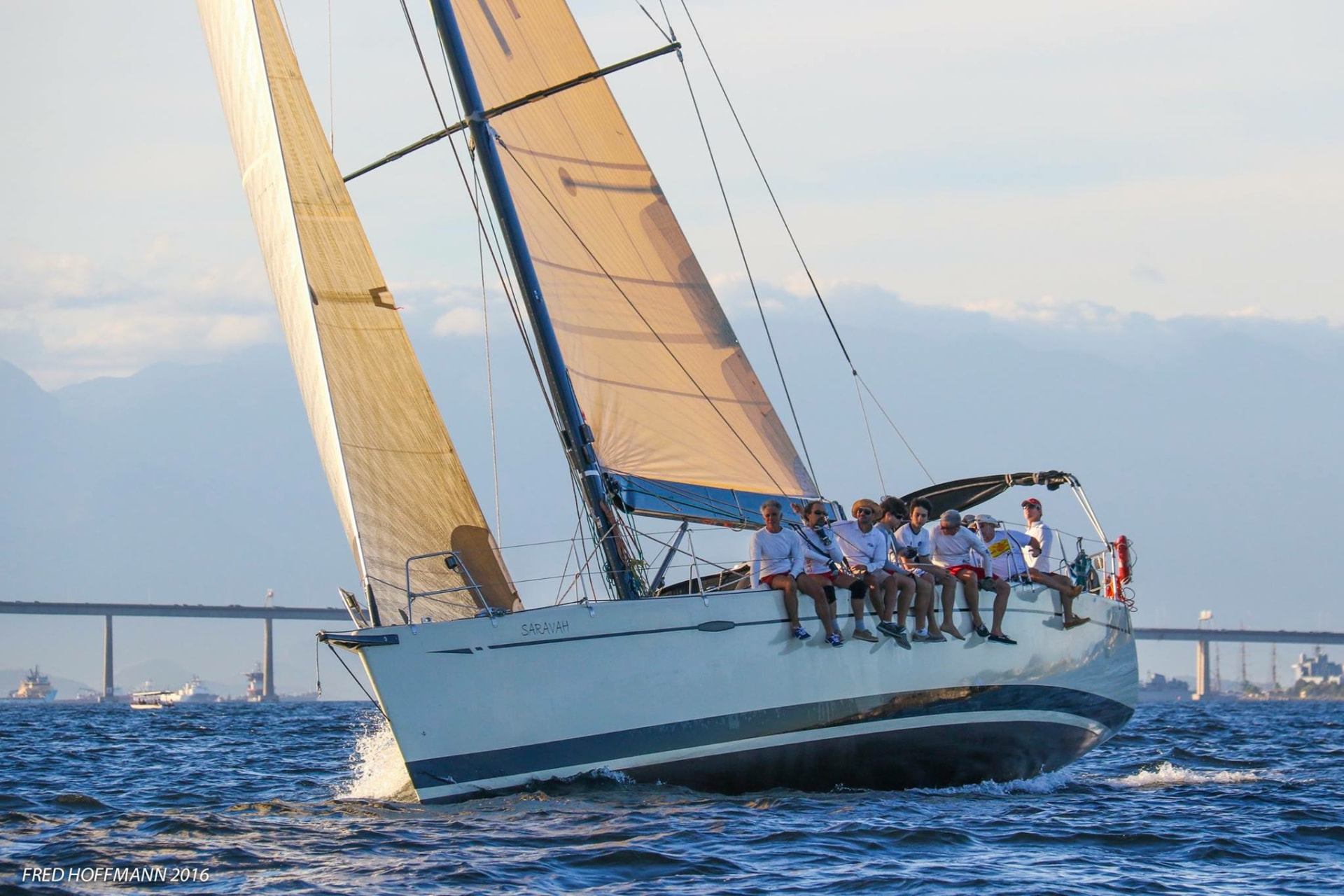 Saravah, the Carabelli 55-foot raised saloon yacht, under full sail